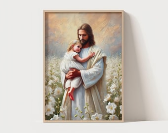 Held In His Love | Jesus loves you, Jesus and girl art, Jesus and kids art, christian painting, Lds Jesus and girl, bible wall art