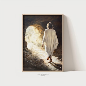 Gesù è risorto / Arte pasquale, immagine della resurrezione di Gesù, la tomba è vuota, è risorto, stampe della Bibbia