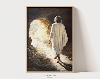 Risen Christ Walking from Tomb | Christian Easter Wall Art | Resurrection Printable | He Is Risen Decor