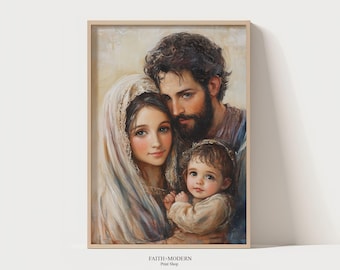Holy Family | Christian Printable | Mother Mary | St Joseph | Baby Jesus | Catholic Art | DIGITAL DOWNLOAD