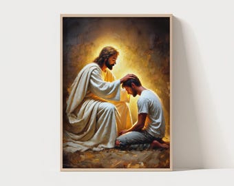Healing Touch | Jesus with man, Jesus healing print, christian wall art, bible art Jesus, artful Jesus,modern Jesus art,healing hands print
