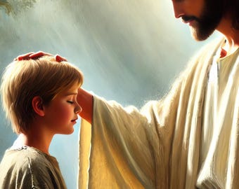 Jesus Healing Boy Art, Christian Wall Art Printable, Jesus and Child Art, Bible Art Print, Faith Wall Decor, Nursery Christian Art, Baptism