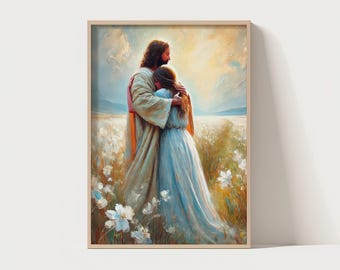 Jesus, My Guiding Star – Jesus Woman Art, Christian Bible Art, Inspirational Jesus Artful Decor, Printable Christian Art