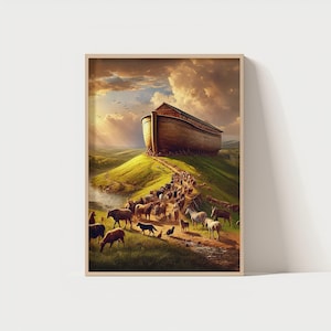 Arche Noah | Bibel Kunst, zwei von jedem Tier, Bibel Poster, Sintflut im alten Testament, Geschichte der Arche Noah