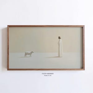 Frame TV Art | Samsung Frame TV Christian Art | Jesus Saves Lamb, Jesus Leaves the 99, Jesus Art Boho, Modern Art Christian