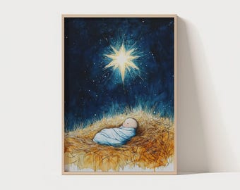 Jesus Christ Birth | nativity painting, christmas art, birth of jesus art, scripture art, jesus birth, watercolor Jesus art