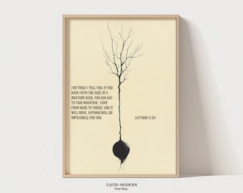 Faith As Small As A Mustard Seed | Christian Downloadable, Scriptures Wall Art, Parable of the Mustard Seed, Jesus, Christ Faith, Bible Art