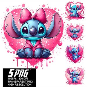 5 PNG Heart Stitch Girl Pink Angel Design Stitch Angel Png High Resolution 4096px  Designs printing or Sublimation for Tshirt Sticker Mug