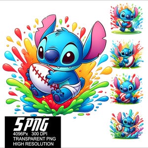 5 PNG Baby Stitch Design Rugby Stitch Png haute résolution 4096 px Designs impression ou sublimation pour Tshirt Sticker Mug