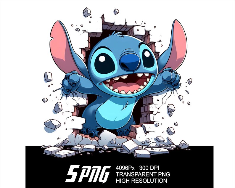 K&ouml;nnte beinhalten: Eine blaue Comicfigur mit gro&szlig;en Ohren und einem breiten L&auml;cheln bricht durch eine Ziegelmauer. Die Figur hat drei Finger an jeder Hand und tr&auml;gt ein blaues Hemd. Der Hintergrund ist wei&szlig;.