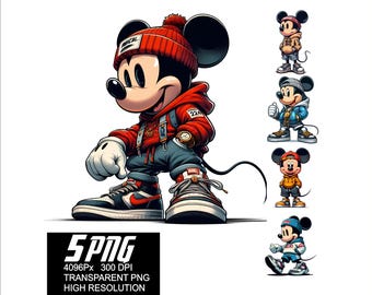 5 PNG Mickey Streetwear Design Mouse Streetwear High Resolution 4096px  Designs suitable printing or Sublimation for Tshirt Sticker Mug