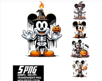Szkielet Myszki Miki na Halloween PNG: Projekty kostiumów (pobieranie cyfrowe)