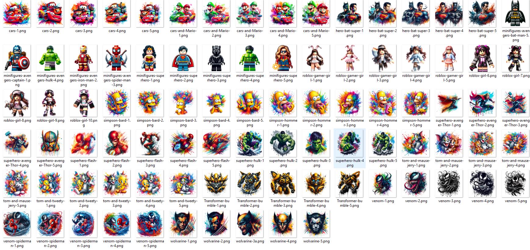 BUNDLE 400 Designs Characters in Movies and Heroes PNG Bundle Cartoon ...