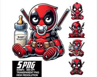 5 PNG Baby Hero Deadpool Design Super Hero Baby PNG High Resolution 4096px  Designs printing or Sublimation for Tshirt Sticker Mug