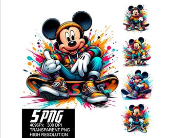 5 PNG Mickey Streetwear Design Mouse Streetwear High Resolution 4096px  Designs suitable printing or Sublimation for Tshirt Sticker Mug