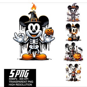 5 PNG Mickey Halloween Design Mouse Spooky High Resolution 4096px  Designs suitable printing or Sublimation for Tshirt Sticker Mug