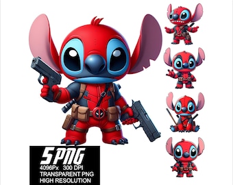 5 PNG Stitch Hero Deadpool Design Heroes Stitch Png High Resolution 4096px  Designs printing or Sublimation for Tshirt Sticker Mug