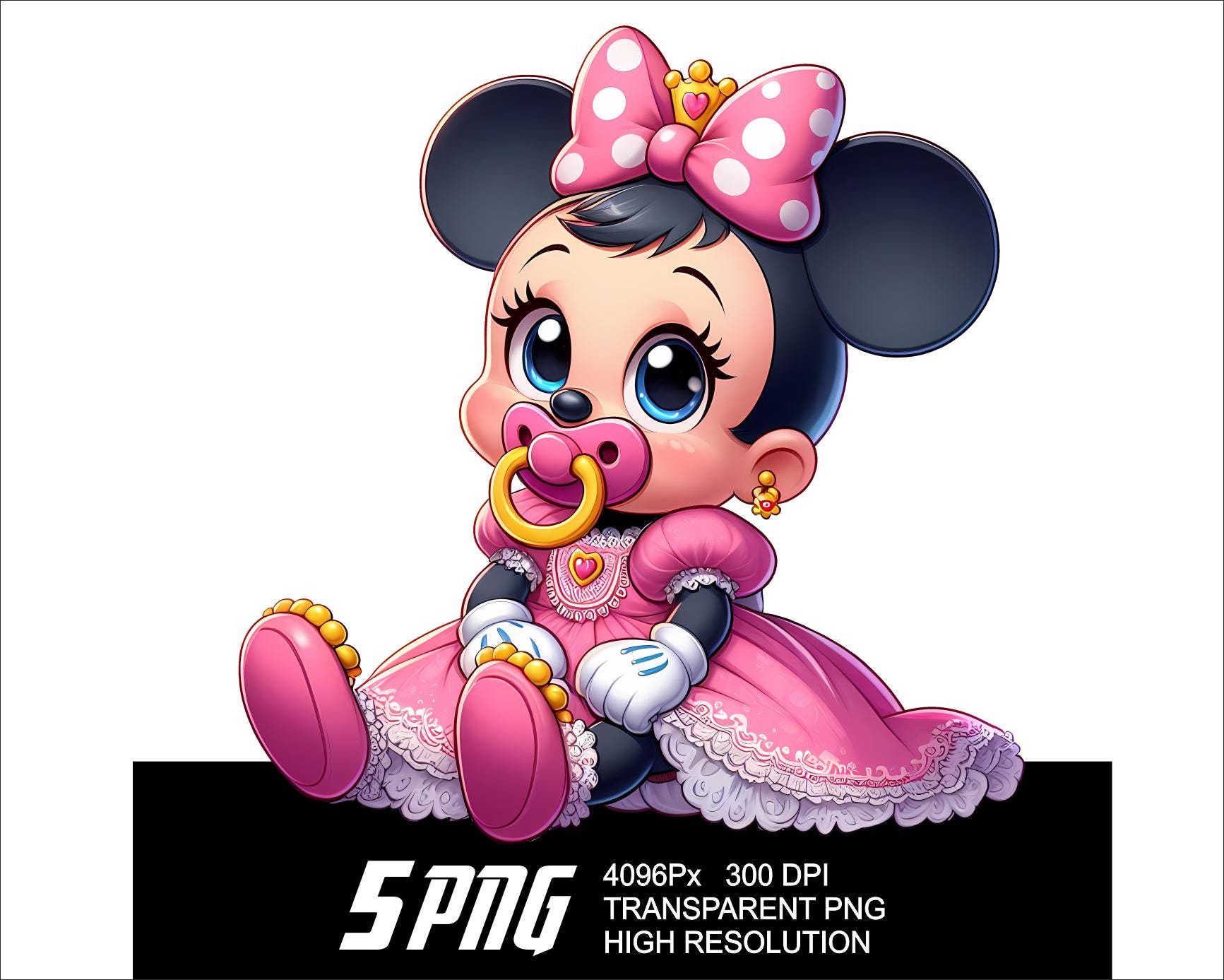 5 PNG Minnie Baby Princess Design Mouse Baby High Resolution 4096px Designs  Suitable Printing or Sublimation for Tshirt Sticker Mug - Etsy, image size:1733x1387