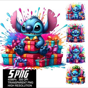5 PNG Stitch Gift Design Stitch Gift Love Png High Resolution 4096px  Designs printing or Sublimation for Tshirt Sticker Mug