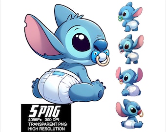 5 PNG ステッチ ベビー デザイン ステッチ 高解像度 4096px デザインは T シャツ ステッカー マグカップの印刷または昇華に適しています