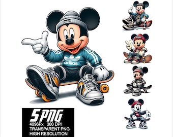 Mickey Skateboard PNG Designs, Mouse Streetwear (Digital Download)
