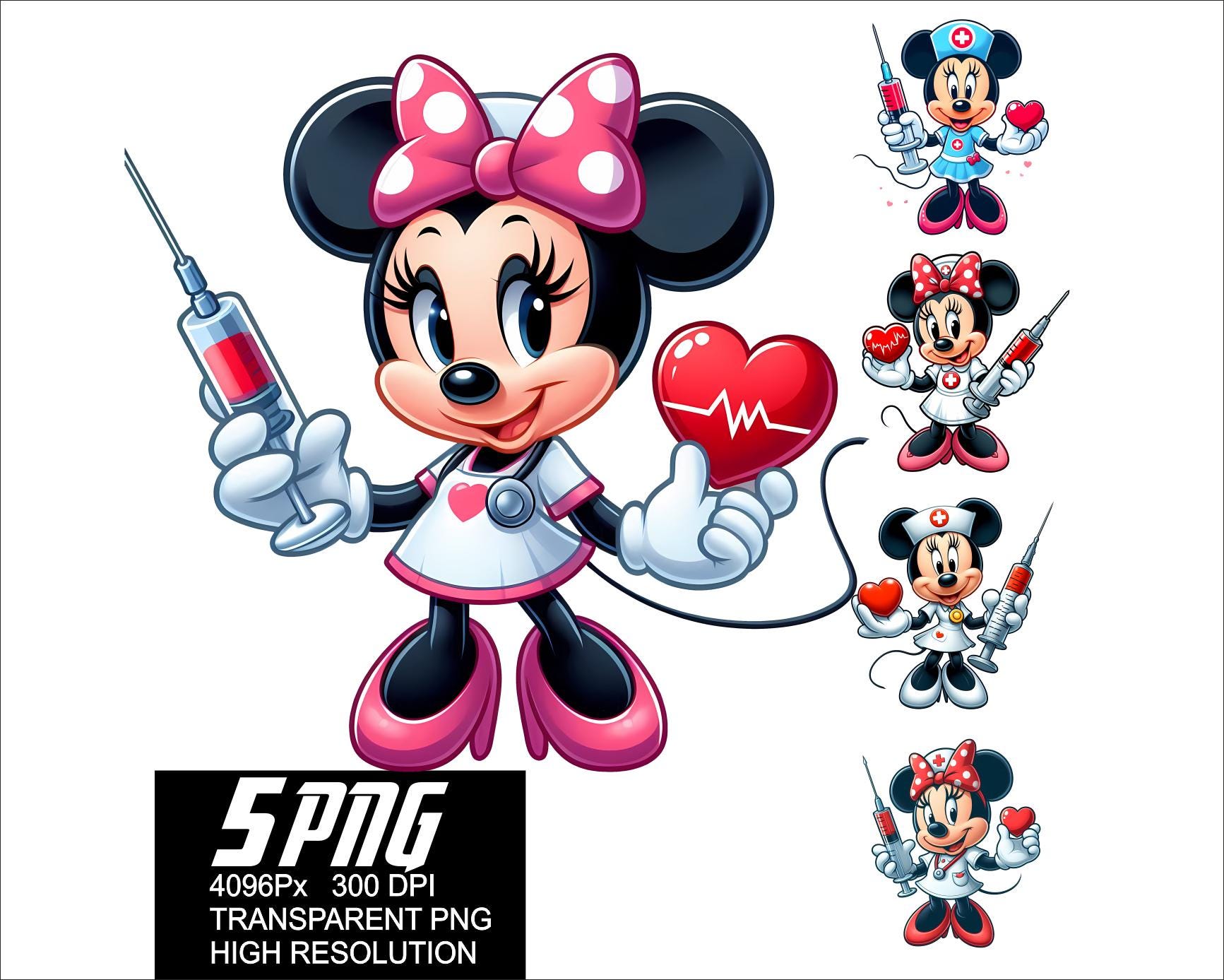 5 PNG ミニー ナース ハート デザイン マウス ナース ラブ 高解像度