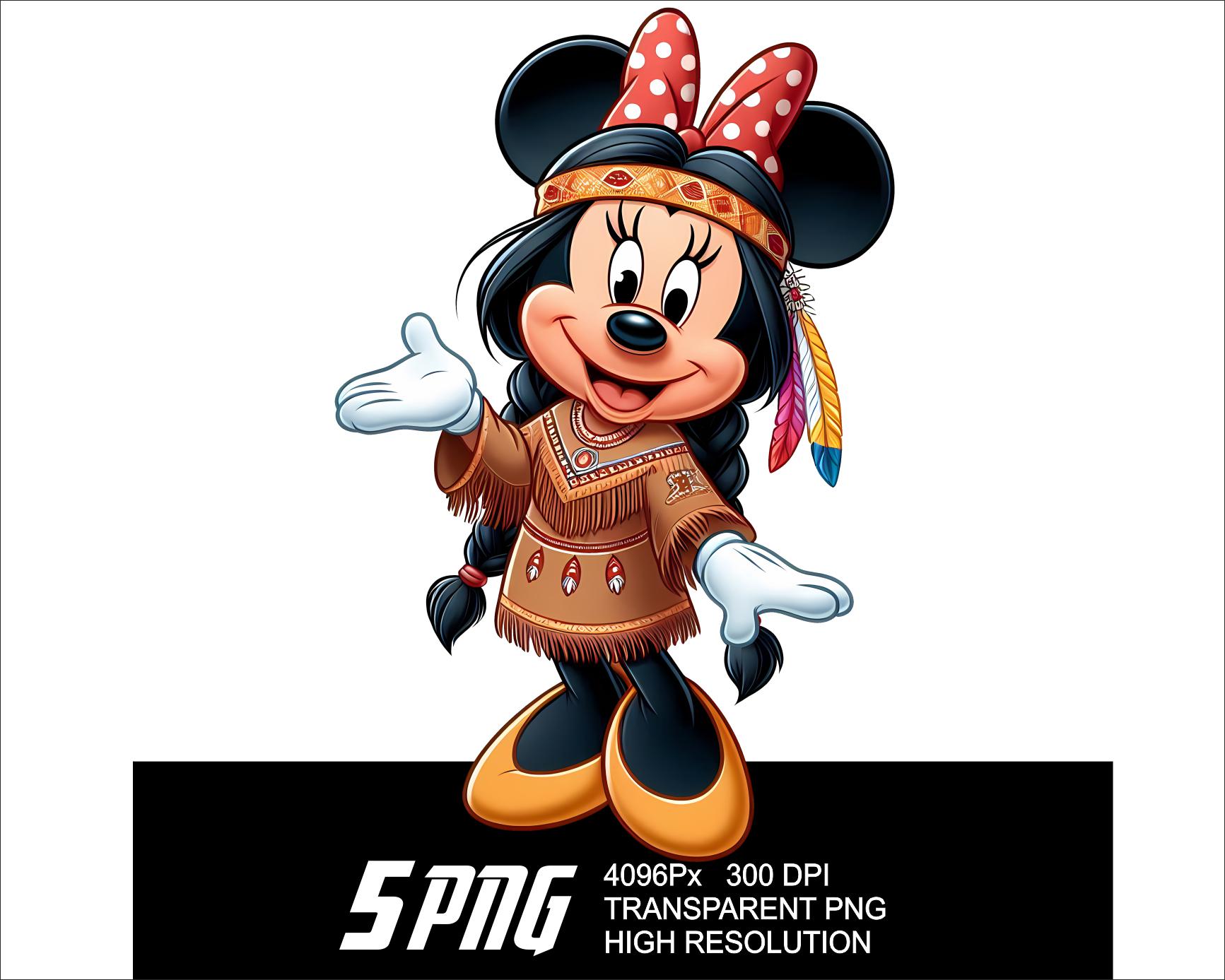 Minnie Mouse Native Girl PNG: High-resolution Digital Designs
