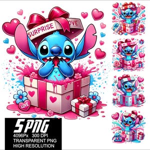 5 PNG Stitch Love Gift Design Stitch Gift Love Png High Resolution 4096px  Designs printing or Sublimation for Tshirt Sticker Mug