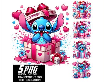 5 PNG スティッチ ラブ ギフト デザイン スティッチ ギフト ラブ PNG 高解像度 4096px デザイン印刷または昇華 T シャツ ステッカー マグカップ用