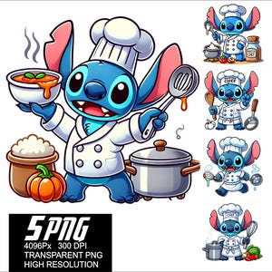 5 PNG Stitch Chef Design Stitch Master Chef Png High Resolution 4096px  Designs suitable printing or Sublimation for Tshirt Sticker Mug