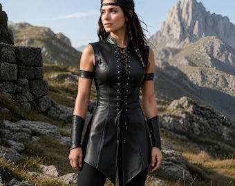 Vestido de pícara de fantasía medieval / Traje de guerrera renacentista para mujer / Disfraz de asesina para LARP