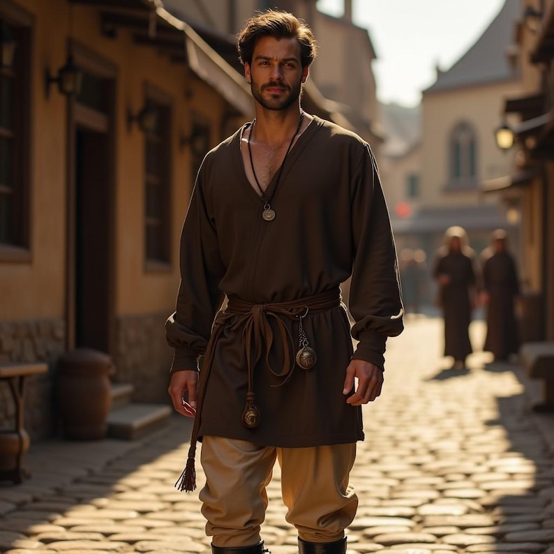 Men's Traditional Medieval Tunic | Puffed Sleeves, Renaissance Fair ...