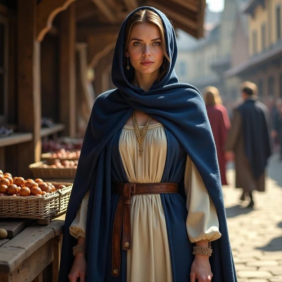 Mantello E Abito Medievali Dorati / Abito Da Principessa Guerriera Ispirata Ai Vichinghi / Abito Da Fiera Rinascimentale / Abbigliamento Fantasy Storico - Italia