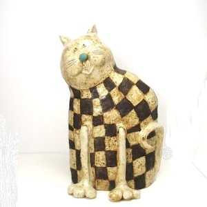 Ceramic Cat Figurine Ceramik Sculpture Cat Lover Gift Ceramic Art