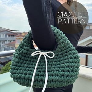 Detaillierte Häkelanleitung - DIY T-Shirt Garn Anleitung, digitales PDF-Tutorial für Chunky Yarn Purse, Everyday Bag