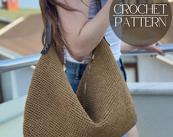 Crochet Hobo Bag Pattern | Easy Beginner Raffia Shoulder Bag (PDF)