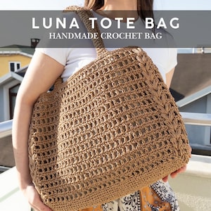 Handgemachte gehäkelte Einkaufstasche - Raffia-Einkaufstasche, leichte, stilvolle, sommerliche Papiergarn-Umhängetasche für Strand, Markt, alltäglichen Gebrauch