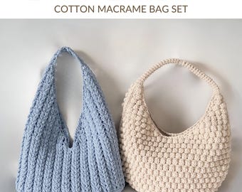 2-in-1 Makramee Taschen Muster - Hobo & Posamenten Tasche (PDF Download)