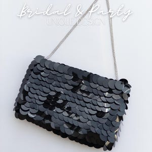 Black Sequin Clutch Bag for Party & Wedding - Sparkly Evening Bag for Special Occasions, Elegant Party Accessory