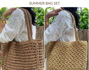 Crochet Summer Tote Bag Patterns | Raffia & Paper Yarn | PDF | Instant Download