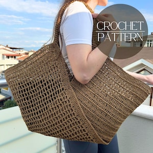 Detailed Crochet Tote Bag Pattern PDF - Summer Beach Bag, Large Mesh Market Bag Tutorial, Digital Download, Easy Crochet Pattern