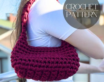 Crochet T-Shirt Yarn Bag Pattern | Easy Chunky Shoulder Bag | PDF | Instant Download