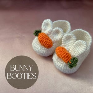 Handgemachte gehäkelte Baby Booties - Hase Design mit Karotte, 0-6 Monate, weiche Neugeborene Schuhe, Babypartygeschenk
