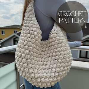 Detailed Crochet Bag Pattern PDF – Bobble Stitch Shoulder Bag, DIY Crochet Handbag Pattern, Instant Download, Beach Bag & Everyday Bag