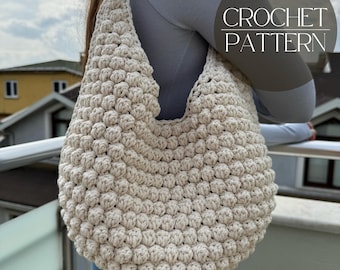 Bommel-Stich Häkelanleitung - Schultertasche Handtasche häkeln (PDF-Muster)