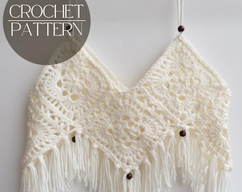 Boho Crochet Crop Top Pattern – Detailed Fringe Design (PDF Digital Download)