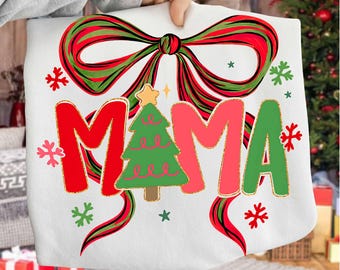Coquette Christmas Mama png, Mama Coquette Brushstroke Png, Christmas png, Christmas Shirt, Preppy png,Trendy png, Christmas Bow png