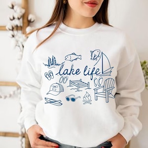 Summer Lake Life Doodle PNG, Spring Outdoors Sublimation file, Trendy Summer Lake Camping Design, Camp, Cabin, Digital Download