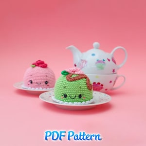 Süßer Grüner Kuchen Häkelanleitung, PDF, Digitaler Download, Dessert Amigurumi Anleitung, Kawaii Essen Plüsch DIY, Tee-Party Dekor, Spiel Essen Spielzeug