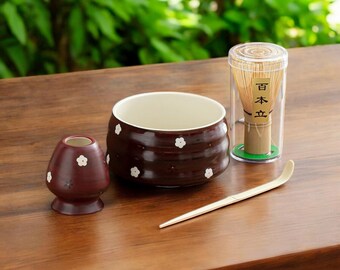 Set Matcha Cerimonia Del Tè Giapponese - Frusta Bamboo, Ciotola Ceramica, Set 5 Pezzi, Regalo Elegante - Foto 6